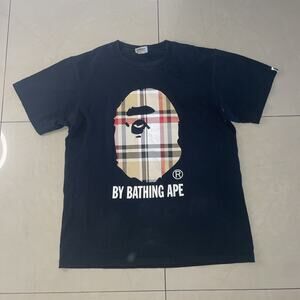 A Bathing Ape Black Graphic Logo Print Cotton Men's Regular Fit T-Shirt Size L